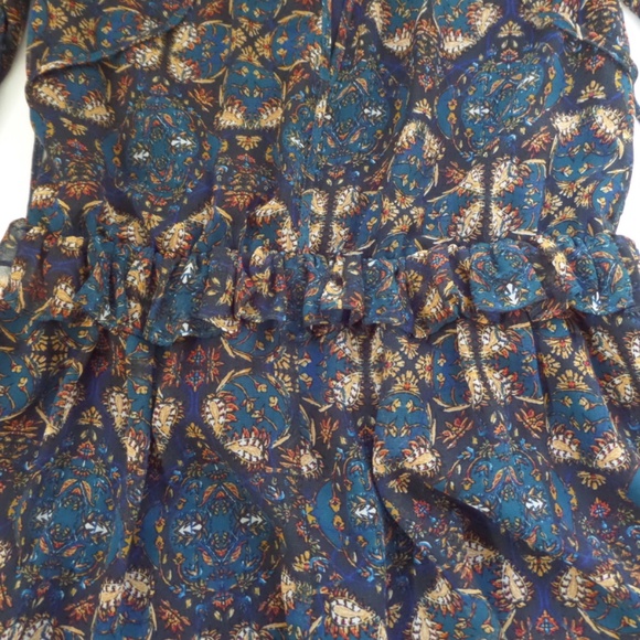 BCBG Generation drop waist romper ocean combo ruffled trim SZ XS - Picture 10 of 10